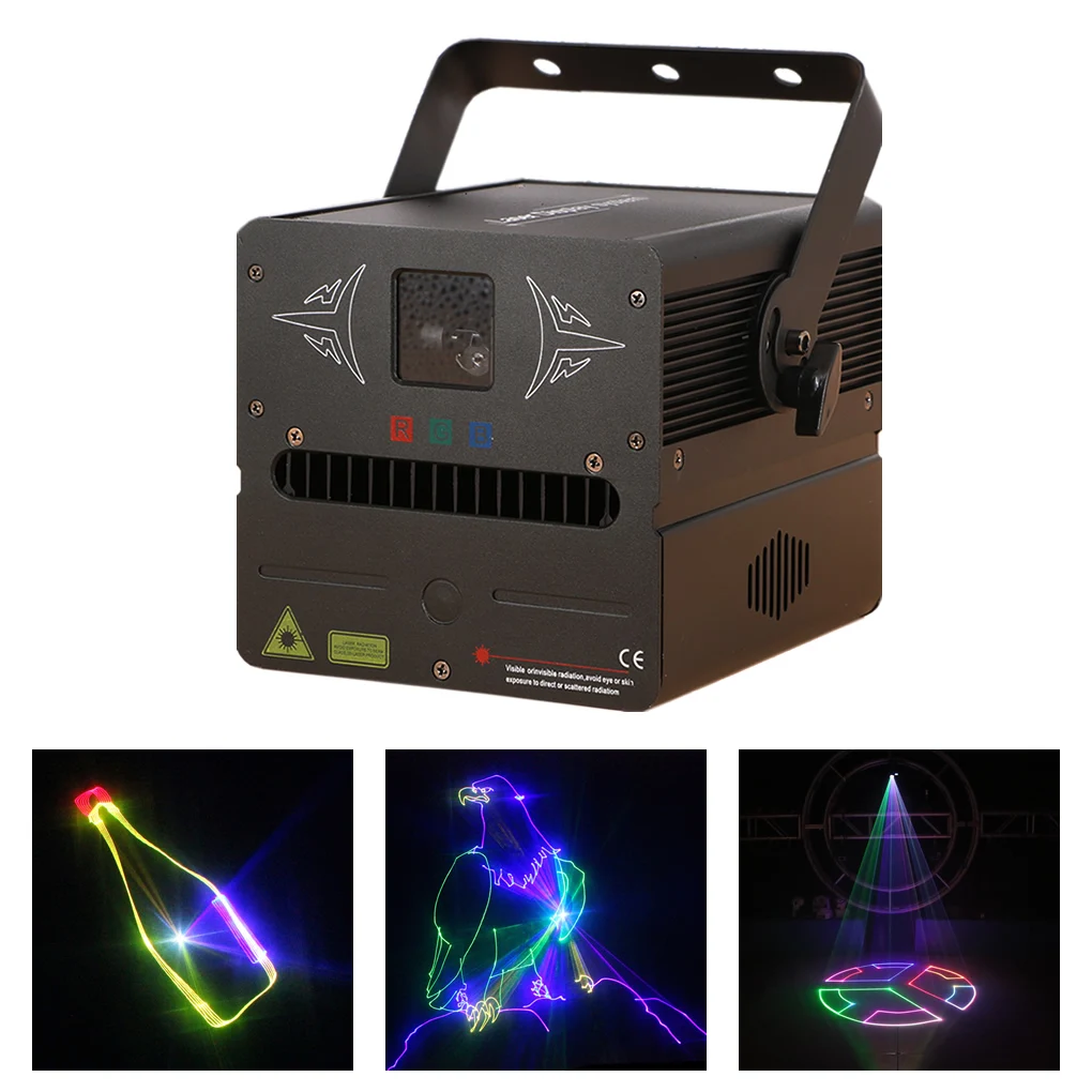 1 W RGB Авто DMX512 Лазерна SD Карта Програма за 3D Анимация Проектор Светлини За DJ, Дискотеки, Вечерни Лъч Светлина Сканиране Панорамен Ефект Осветление