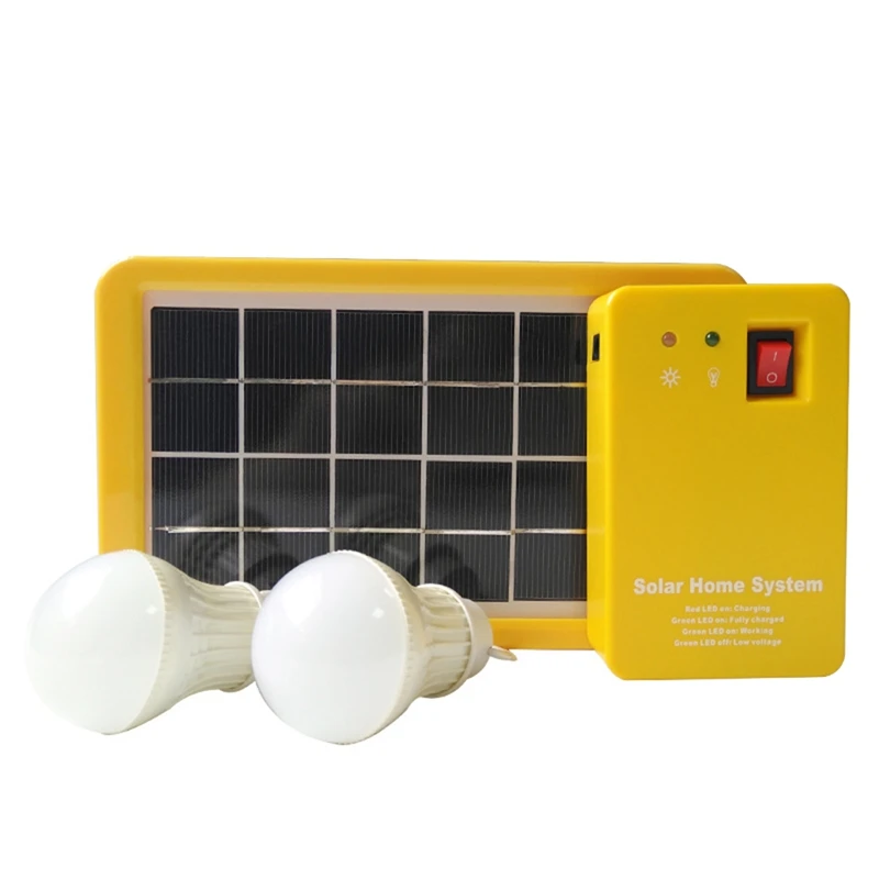 1 комплект 3 W Соларен панел, комплект от 2 лампи, слънчевата система, енергоспестяващ слънчева светлина, акумулаторна батерия led светло-жълт