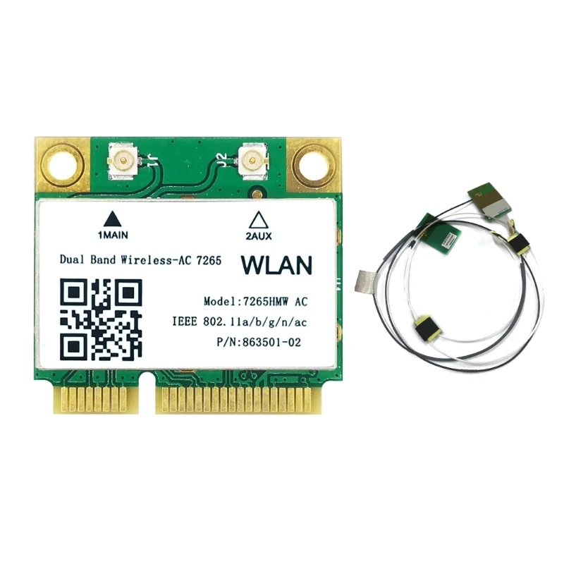 1200 Mbps Безжична карта Wi-Fi AC7265 Mini PCI-E, съвместима с Bluetooth, 4,2 802.11 ac 7265HMW, двойна лента адаптер 2,4 G 5 Ghz