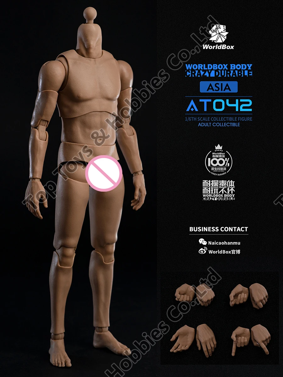 2023 Q3 Worldbox AT042 1/6 Азиатски мъжки гъвкава става в тялото на Здрав войник е пречка рамото фигурка Тялото на кукла модел