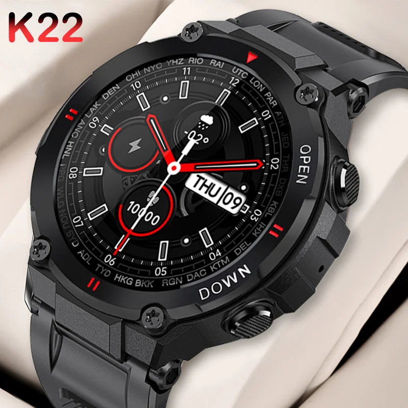 2023 Нови умен часовник K22 за мъже Bluetooth БТ предизвикателство спорт на открито, фитнес тракер наблюдение на сърдечната честота, възпроизвеждане на музика от smart-часовници за Android и IOS