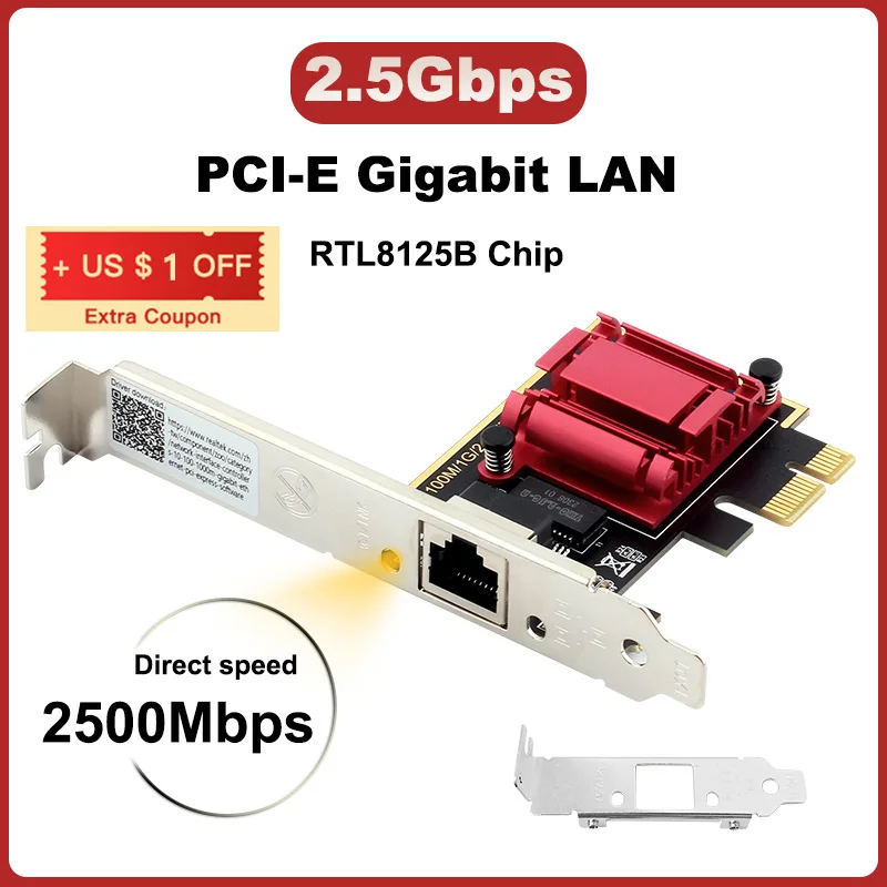 2500 М PCIe за RJ-45 мрежов адаптер Ethernet кабелна локална мрежа PCI-E RTL8125B 2,5 Гигабитная мрежова карта за Win7/8/10/11 За PC