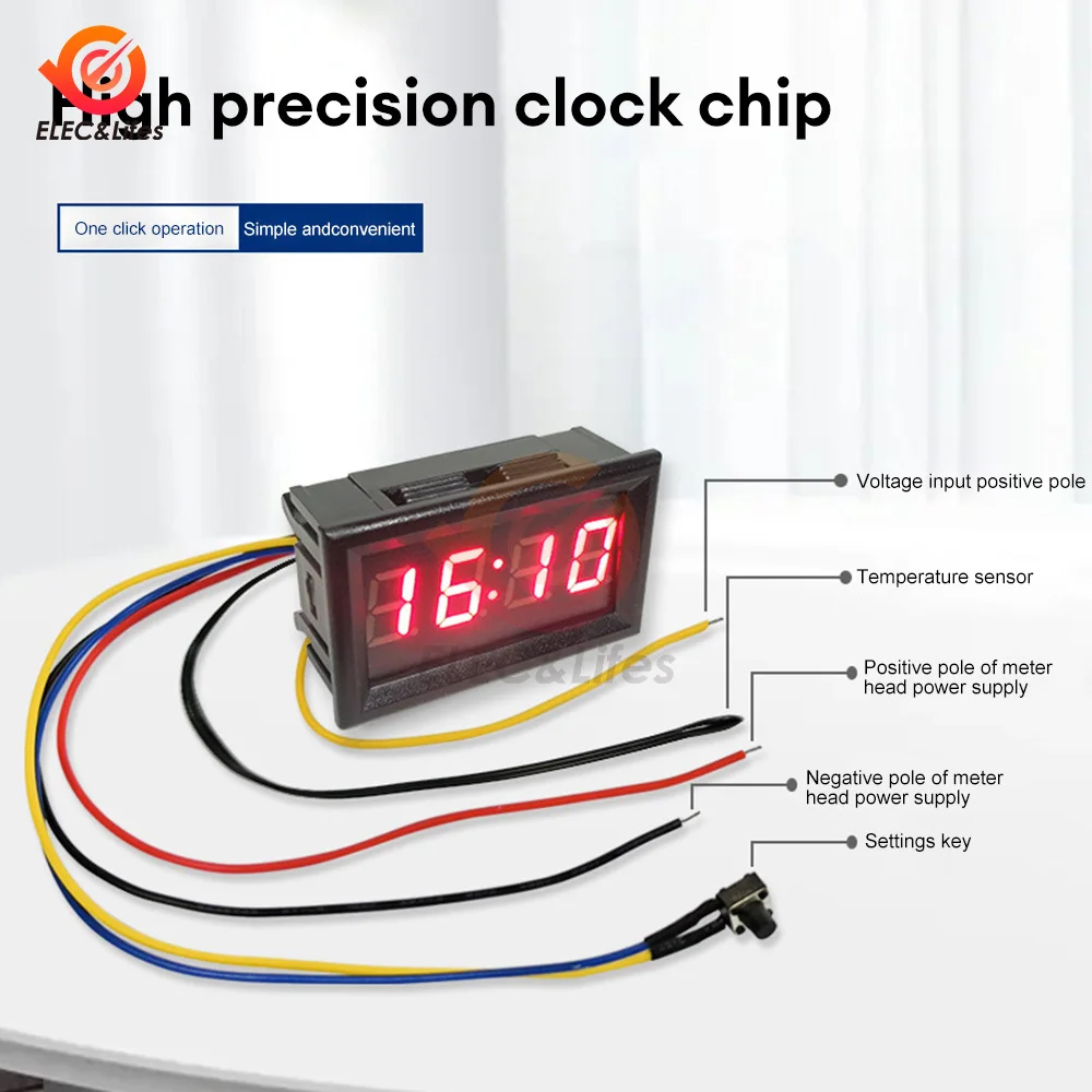 3 в 1 Кола Волтметър Термометър Електронен Часовник LED Цифров Измерител на Напрежение, Температурата Часовници dc 0-300 В 12/24 часа -50 ~ 120 ℃