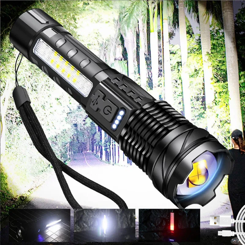 30 W COB Фенерче със силно осветление Многофункционално USB акумулаторна външен бял лазерен лампа Работни светлини