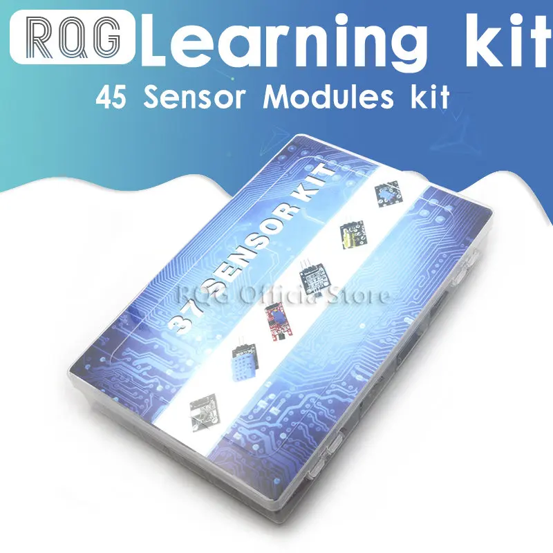 45 сензорни модули за arduino starter kit, по-добре, отколкото 37в1 37-в-1 сензор обучение комплект с пластмасов корпус