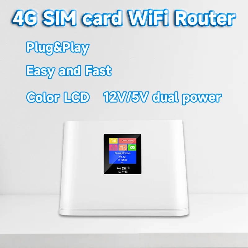 4G СИМ-карта wifi рутер цветен LCD дисплей, LTE 4G модем точка за достъп до безжичен рутер RJ-45 4G CPE 12/5, мощност на портативен WiFi