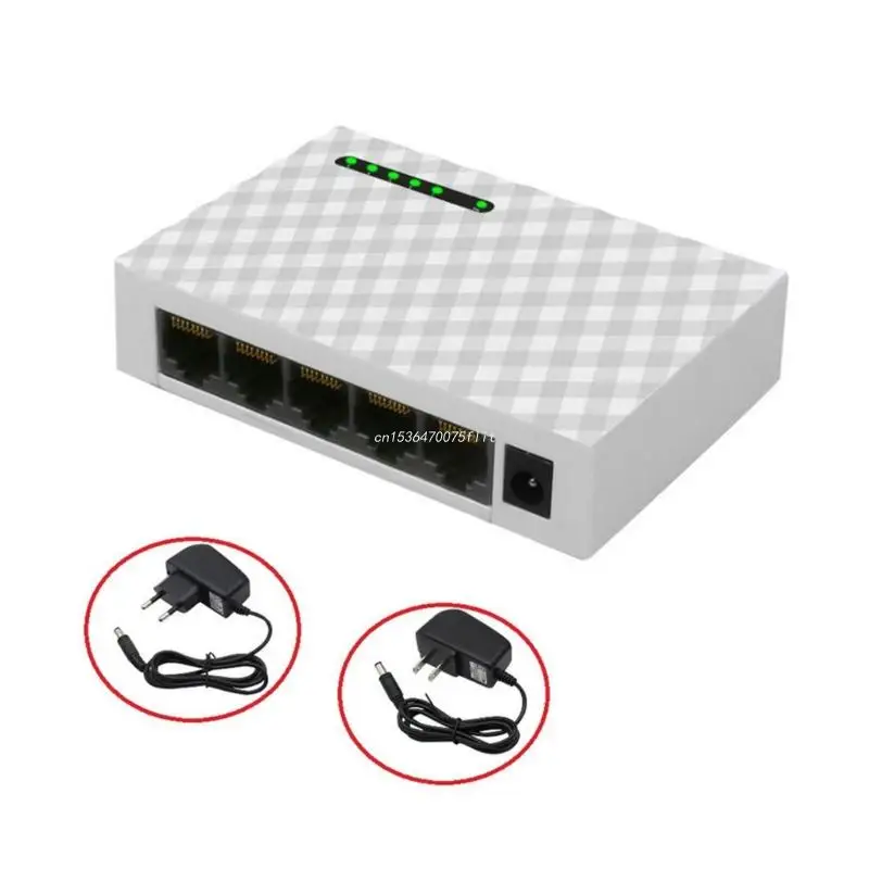 5-Port Gigabit switch 1000 Mbps RJ-45 LAN - Тенис на главината бърза комутация на Ethernet с Шунтом за домашен монитор - Домакински Совалка