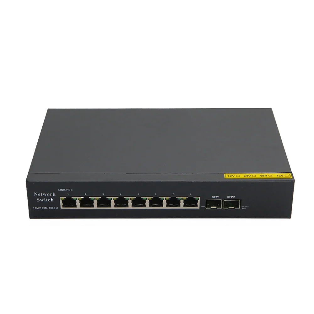 8-портов 10/100/1000 м Poe + 2 Uplink порт Ethernet unmanaged switch Poe