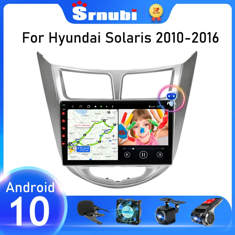 Android 10,0 2Din Автомагнитола за Hyundai Solaris Verna Accent I25 2010-2016 Мултимедиен Плейър GPS Carplay Аудио Динамика