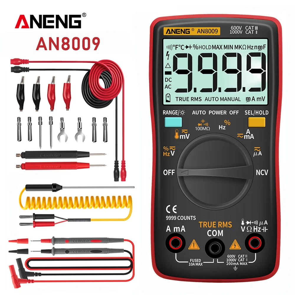 ANENG AN8009 Цифров мултицет транзисторные тестери кондензатор True RMS тестер Авто измерител на електрически капацитет темп на диод
