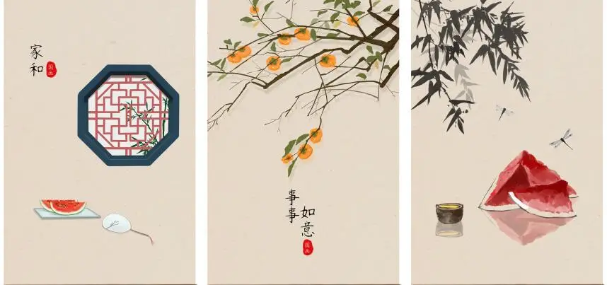AS3041 Плакат с флорални принтом в китайски стил на платното за декор хол, домашно стенни изображения