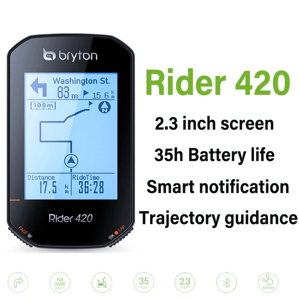 Bryton Rider420 Нов GPS велосипеден компютър Велосипеден безжичен Цифров скоростомер Ant + Навигация по маршрут Хронометър велосипеден километража