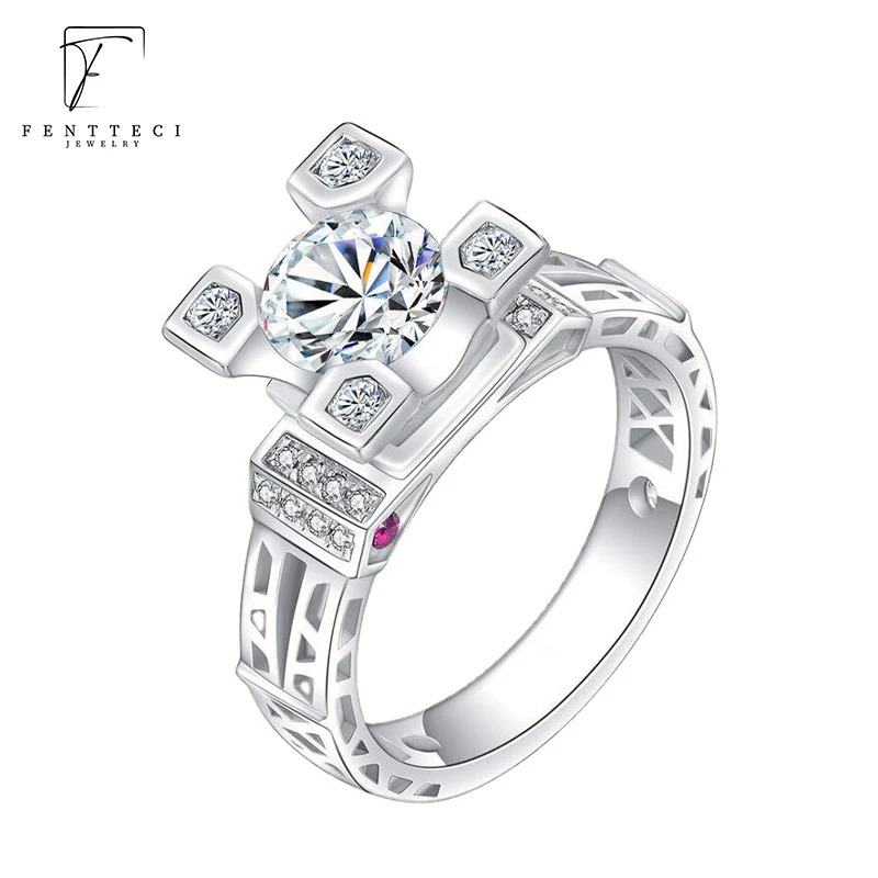 FENTTECI Стерлинговое сребро 925 проба, муассанит, диамант, Луксозно диамантен пръстен в стил Айфеловата кула, луксозен пръстен с диамант от висшата мода