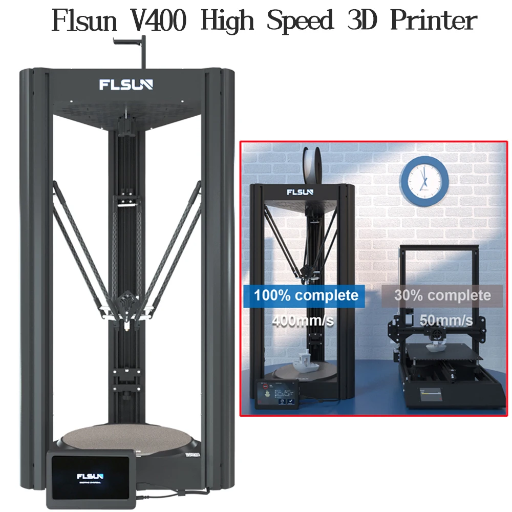 FLSUN V400 Високоскоростен 3D Принтер FDM 400 мм/Сек. 300*300*410 мм 300 ℃ Екструдер С Директно Задвижване Hotend За PLA и ABS PETG TPU Конци