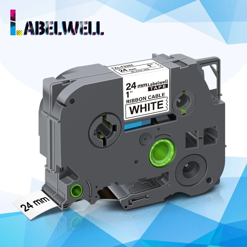 Labelwell 24 мм, Кабелна издател е Съвместима с Гъвкави идентификационными панделки FX251 Черно на бяло, за етикети за принтер