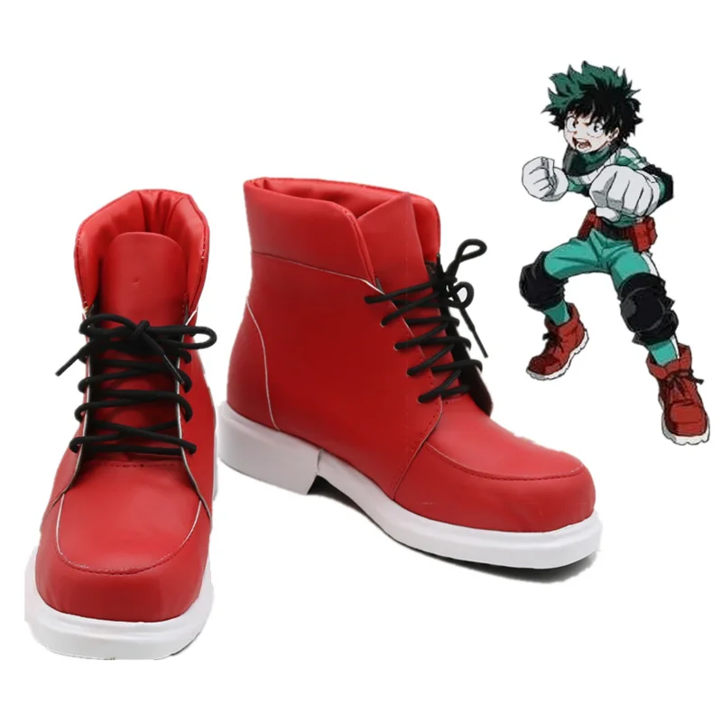 SBluuCosplayBoku No Hero Academia Обувки Izuku Midoriya, обувки за cosplay, червени обувки MHA