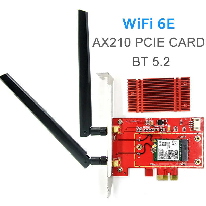 Wi-Fi 6E PCI-e Мрежова карта AX210 2973 Mbit/s 5G 2,4 G 802.11 AX/AC BT5.2 Безжичен Адаптер PCI Express