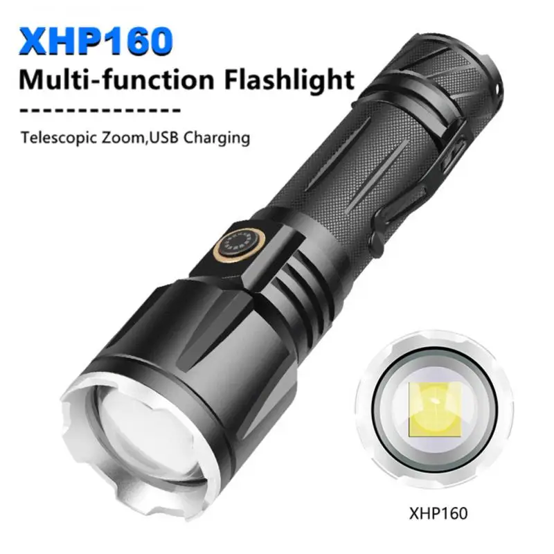 XHP160 преносими led фенерче силна светлина USB Акумулаторна алуминиев фенер с увеличение, тактически фенери, аварийни лампа за къмпинг
