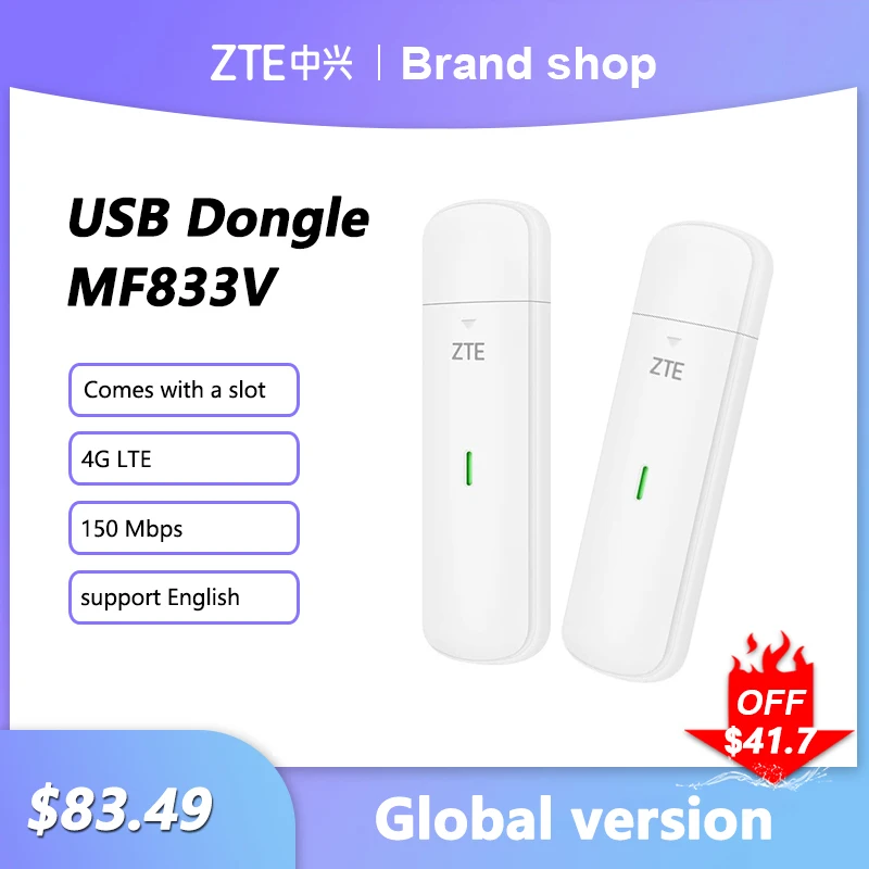 ZTE MF833V LTE 4G Безжичен Рутер с USB Ключ 150 Mbps Mobile Broadband Сим-карта за Безжична WiFi Адаптер Модем Имат Точка за Достъп