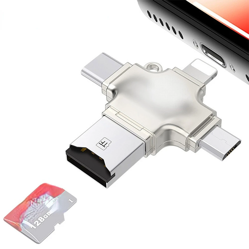 Адаптер за микро-карти с USB 3.0, четец за карти Micro SD карта в USB OTG USB адаптер тип Светкавица, четец на карти SD TF 4 в 1