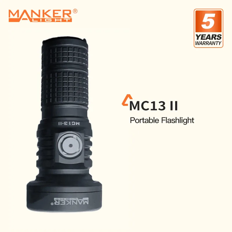 Акумулаторна батерия за преносим фенер Manker MC13 II, Обхват на лъча 4500 Лумена 665 м, водоустойчив IP67, Батерия 18350/18650, Магнитен джолан