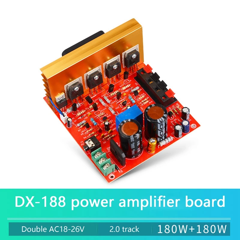Аудиоплата усилвател на мощност 180 W + 180 W с 2.0-канален усилвател за високоговорителя bobi fifi предусилвател на звука Двойна AC18V-26V с вентилатор