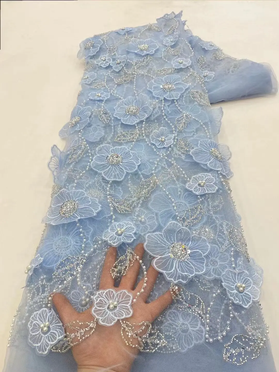 Висококачествена африканска нигерийская тюлевая лейси плат с мъниста и пайети S-13064312, гипюровое вечерна рокля с бродерия, френската дантела