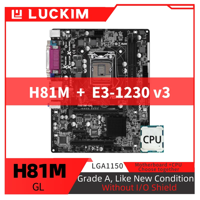 Възстановена дънна платка H81M-GL LGA1150 E3-1230 v3 с процесор пакет