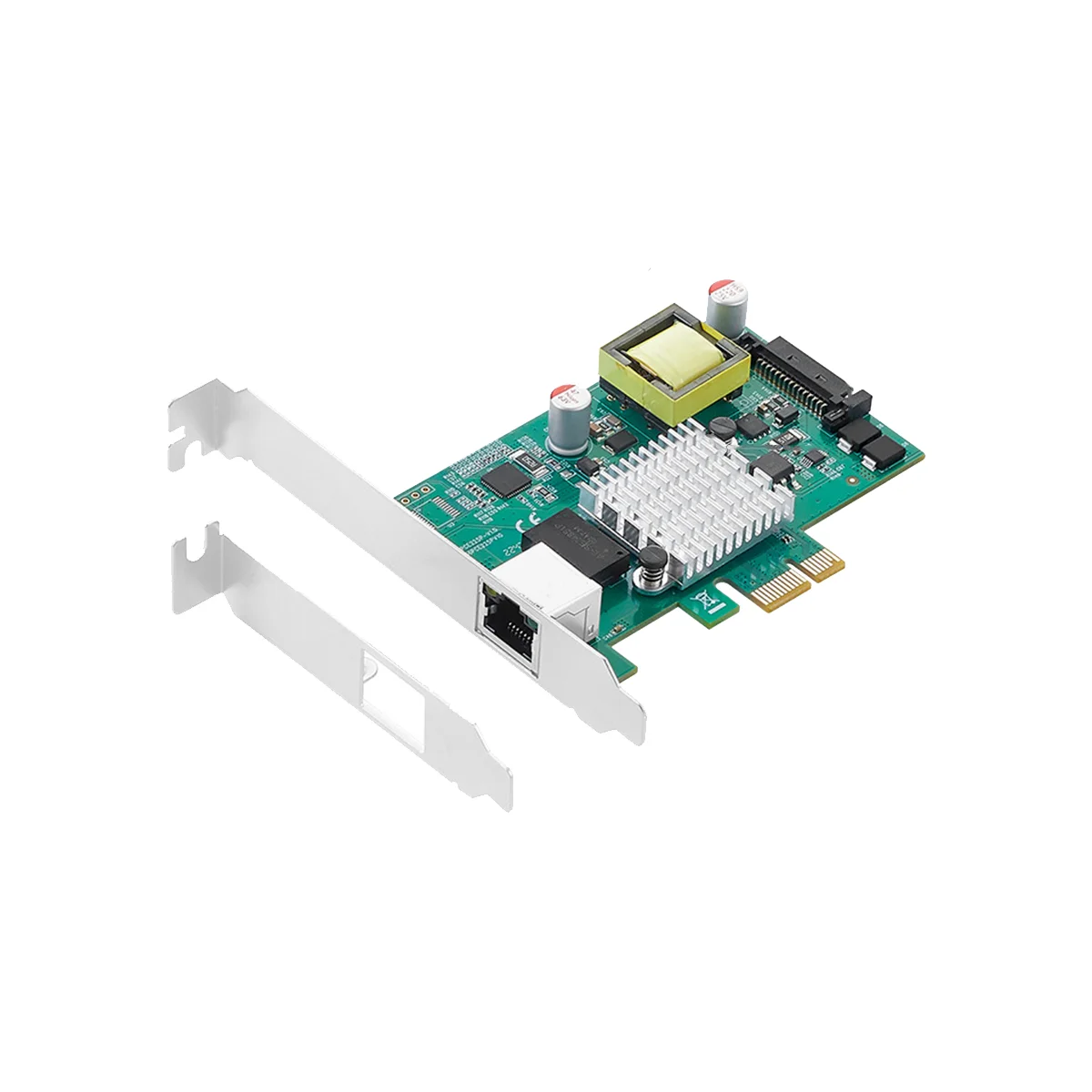 Гигабитная карта PCIE до 2,5 G POE с един порт, RJ-45 Gigabit PCIe X1 PoE + Ethernet Мрежова карта с рамка, 802.3 At I225 С чип