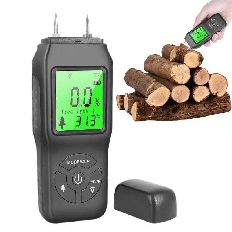 Двухконтактный цифрово измерване на влажността на дървесината, тестер на влажност на дървесина, детектор за влажност на дървесината, цифров тестер плътност дърво, дигитален влагомер