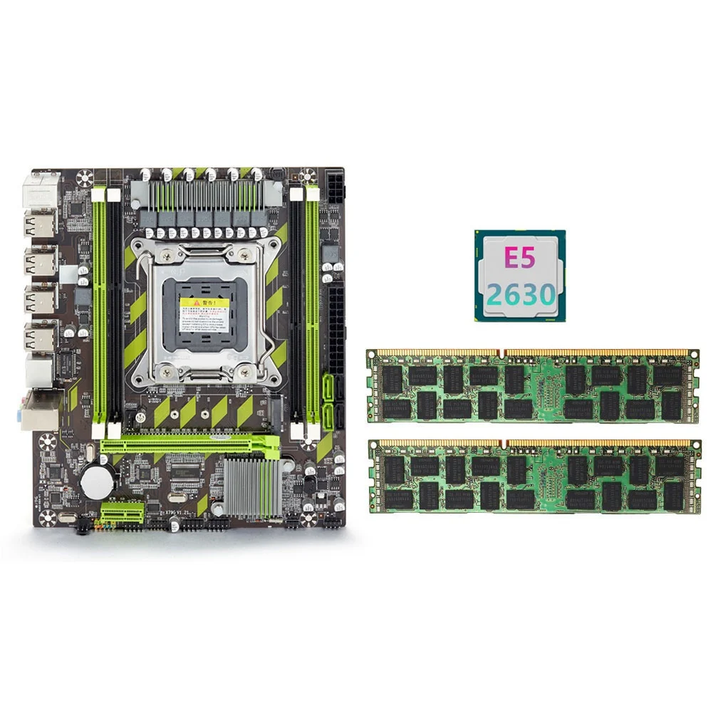 Дънна платка X79 + процесора E5 2630 + 2X8 GB оперативна памет DDR3 1600 Mhz ECC REG Комплект памет за LGA 2011 M. 2 дънна Платка NVME