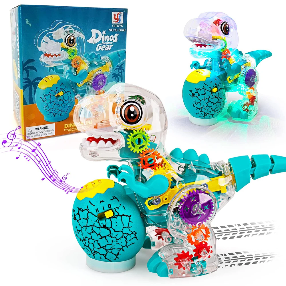 Електрически прозрачен механизъм, играчка модел на динозавър, музикален нажежен универсален ходене у тиранозавър рекс Rex, електронни домашни любимци, за подаръци на децата