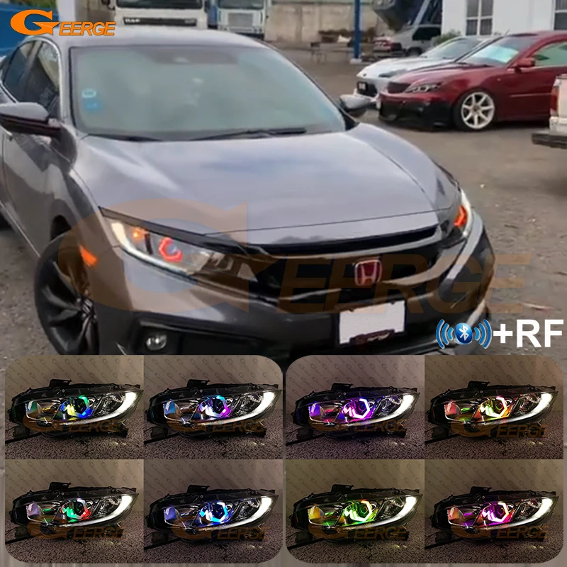 За Honda Civic 9-ти 10th 11th Генерал БТ приложение динамичен въртящи гама цветове RGB led ангелски очи шестоъгълник пръстени с ореол на насоки на завоя