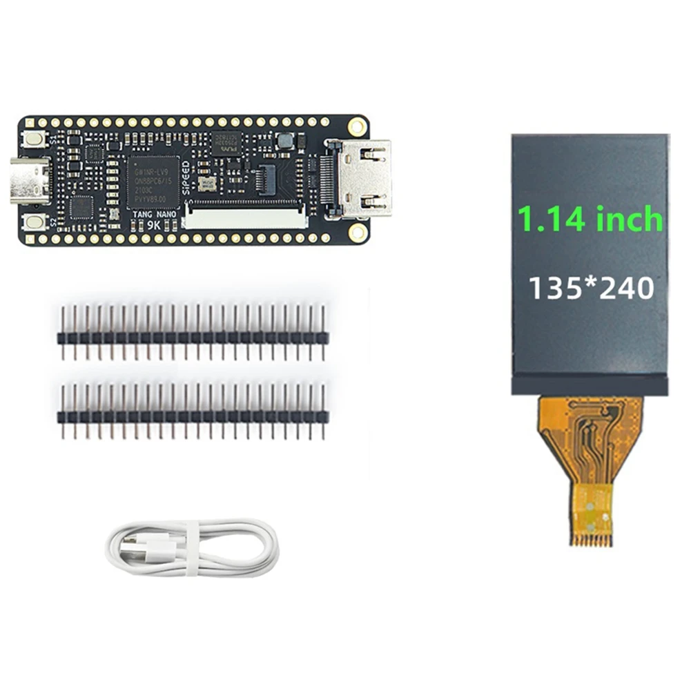 За Sipeed Tang Nano 9K FPGA Такса за разработка + Комплект екрана 1,14 Инча GOWIN GW1NR-9 RISC-V HD с кабел Type C