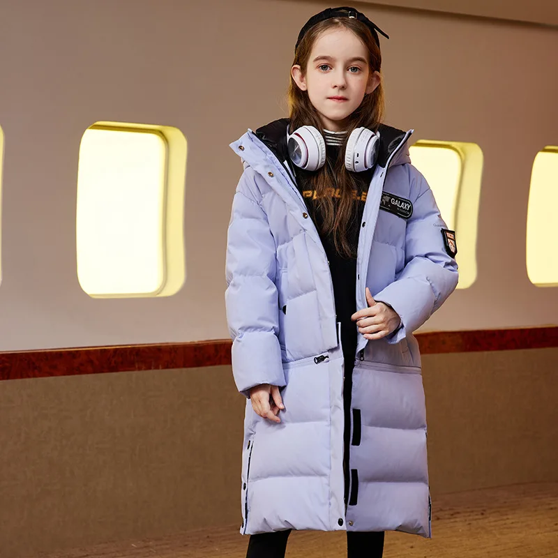 Зима 2023, модни нова детска naka яке за момичета, бяло топло палто с качулка, водонепроницаемое пуховое палто за момчета, 90%
