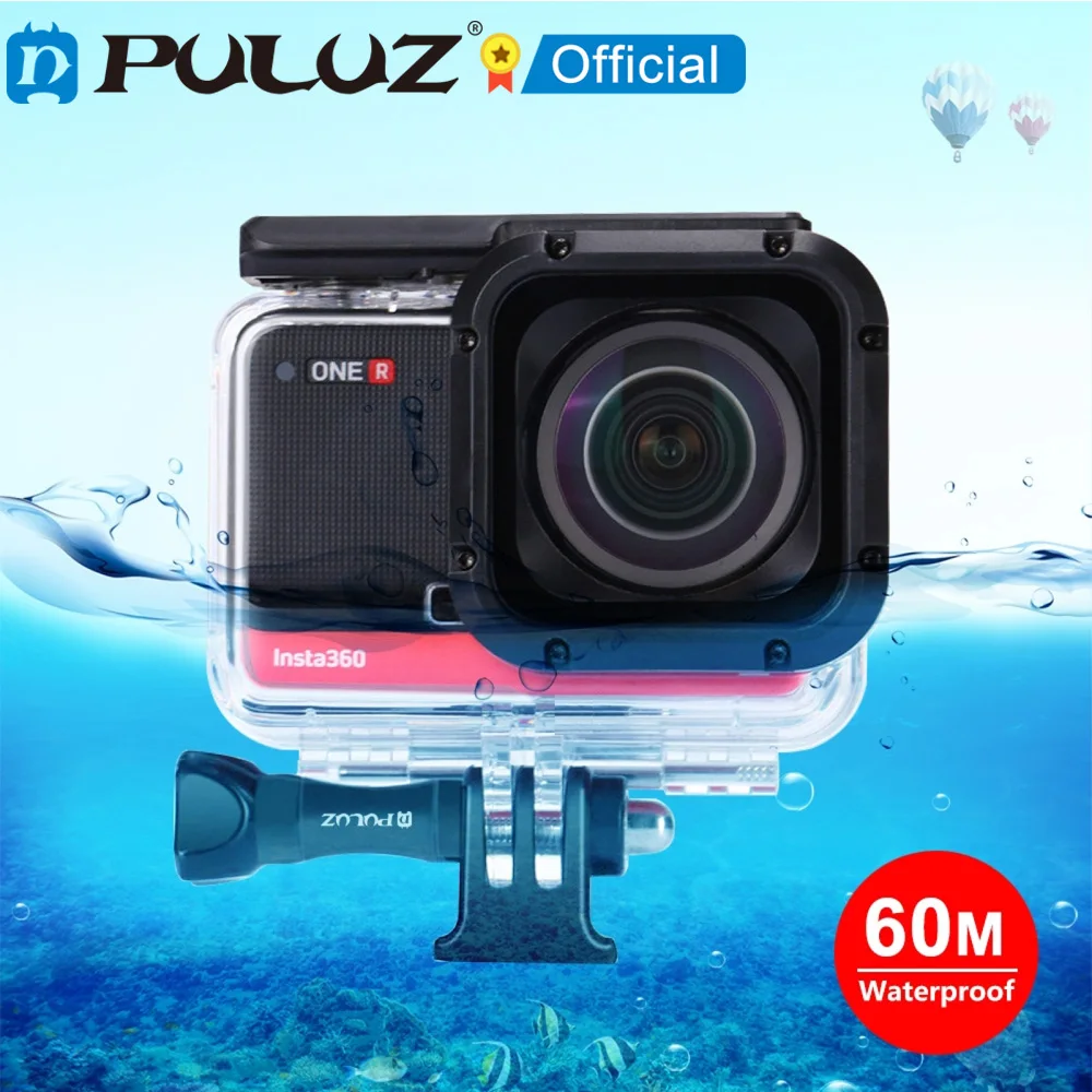 Калъф за подводно плуване PULUZ дълбочина 60 м, водоустойчив корпус на камерата за Insta360 ONE R 4K, широкоъгълен калъф за гмуркане