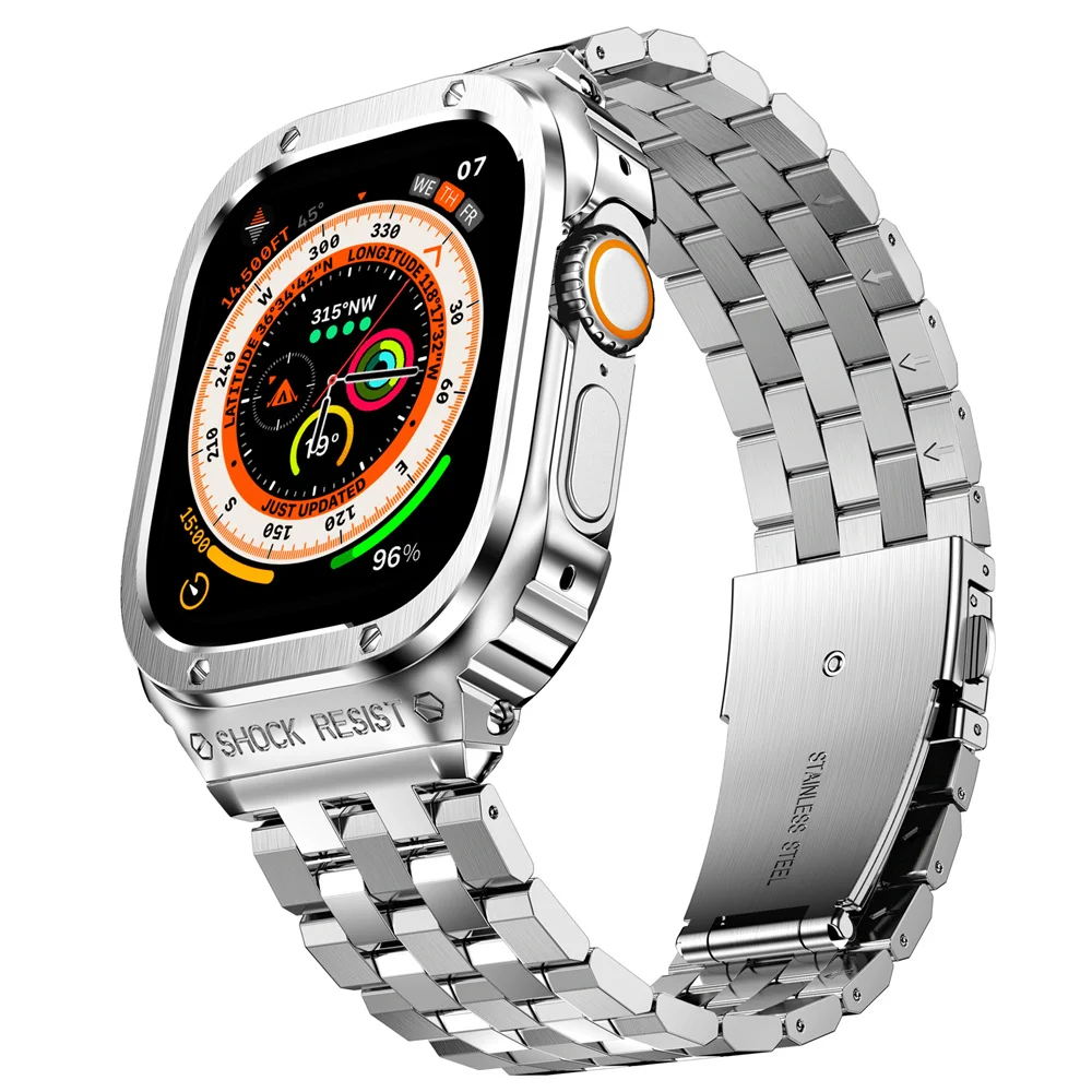 Класически Метален Ремък + Калъф За Apple Watch Band 49 мм 45/44 мм верижка От Неръждаема Стомана, Броня, Капак iWatch Series 5 SE 6 7 8 Ultra