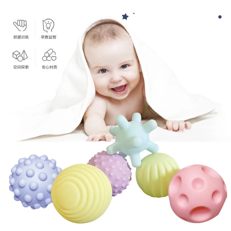 Комплект от 4 бр./6 бр., мека гумена многопластова играчка-топка за улавяне на бебето