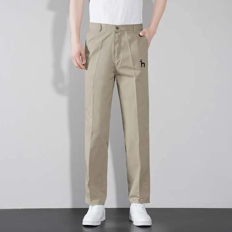 Летни есенни мъжки панталони за голф свободно намаляване с права тръба, бизнес и ежедневни модерен мъжки дрехи, изработени от памук, за мъж, HAZZYS Colthing