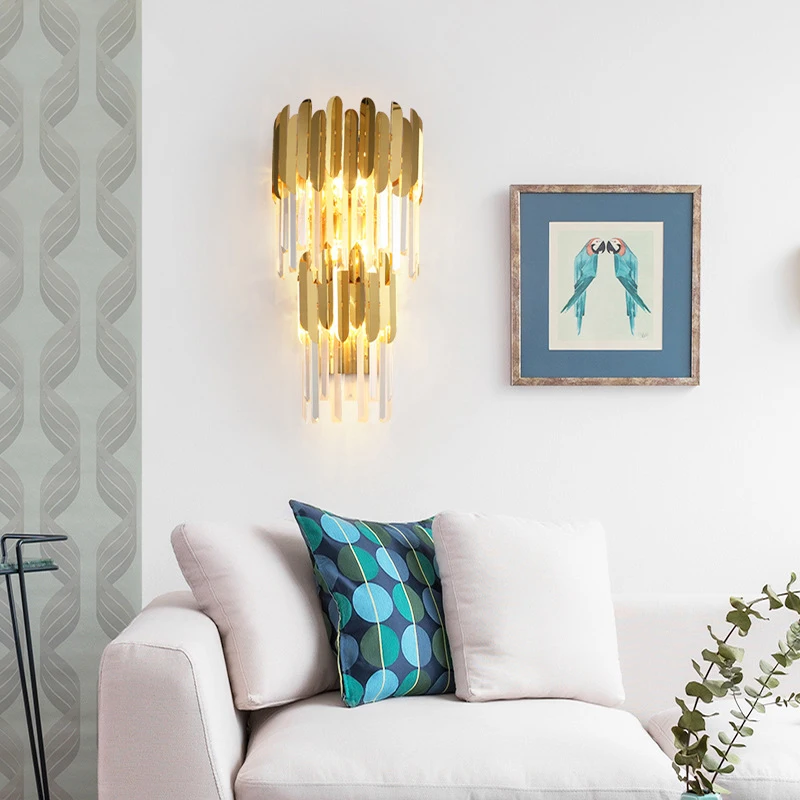 Луксозна модерна полилей Златен кръг с овална форма от неръждаема стомана K9 с декорация във формата на кристали, трицветна окачен лампа за трапезария, хол, спалня