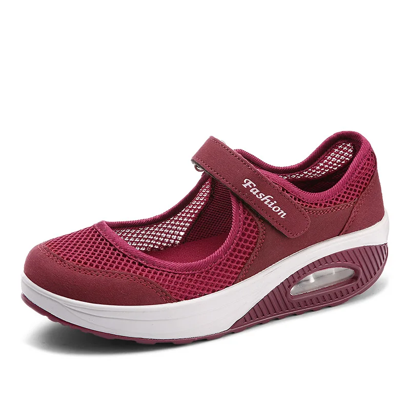 Маратонки дамски летни нови мрежести обувки-рока, големи обувки, дамски стелки, спортни обувки 4 цвята, дамски обувки за ходене, черен, червен, сив