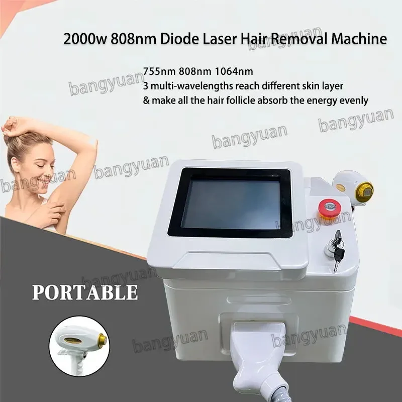 Машина за премахване на косата диодным лазер с дължина на вълната 808 nm 3 Подмладяване на кожата, Безболезнен постоянно устройство за епилация за салон за красота
