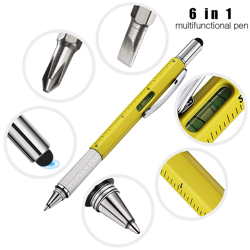 Многофункционална химикалка писалка 30-100шт. 6 в 1 с отвертка, инструмент, на напречната шейна, Нива, скалата, химикалка, с Капацитет от