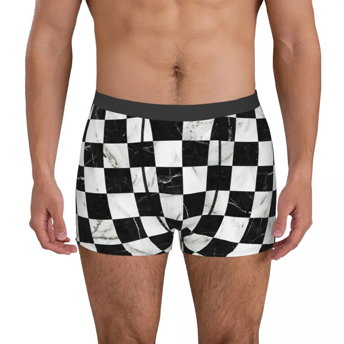 Мраморна шахматна дъска, на черно-бели гащи, дишащи бикини, мъжко бельо, панталони-боксерки с принтом