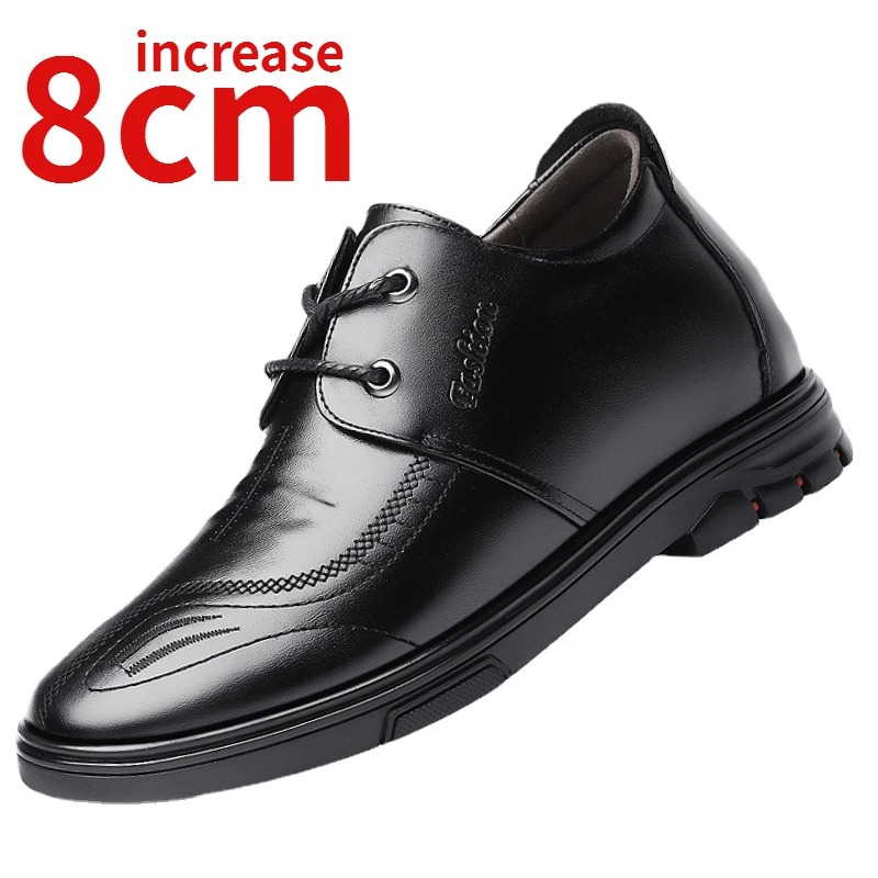 Мъжки ежедневни обувки, които нарастване на 8 см, за мъже модельная кожени обувки от естествена кожа, булчински обувки на младоженеца, бизнес мъжки официалната обувки