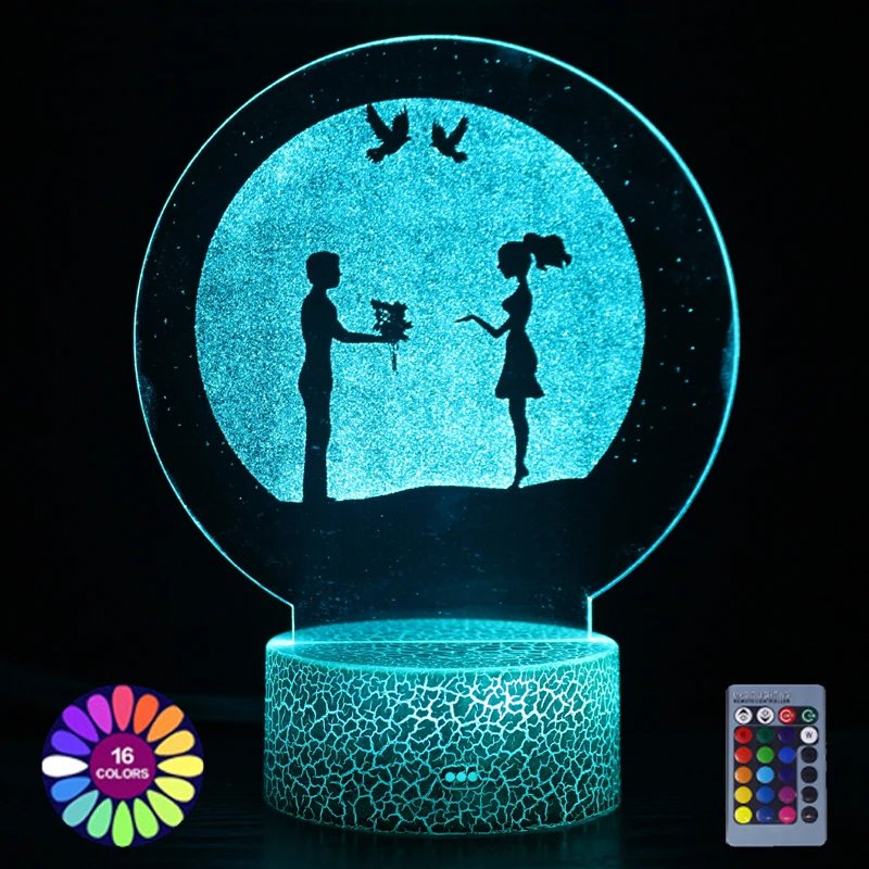 Най-новата 3D лампа за подарък на приятелка, за украса на спални за момичета, лека нощ, USB батерия, led настолна лампа, стая декор, ночники