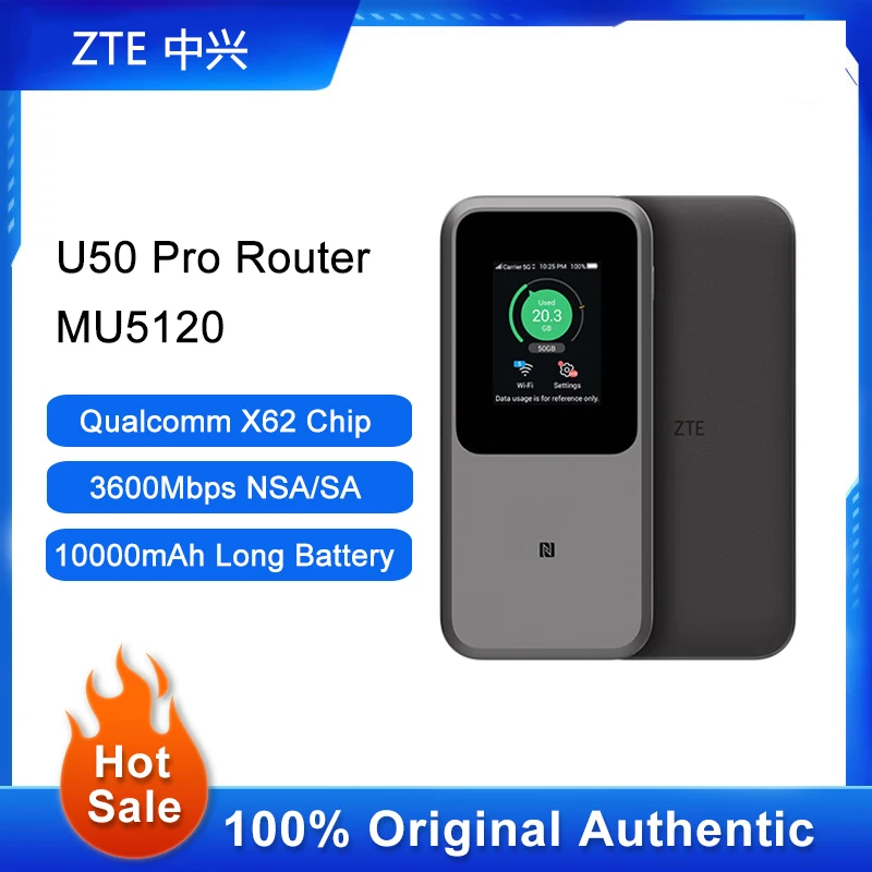 Оригинален рутер ZTE MU5120 3600 Mbps Wi-Fi Повторител на сигнала 10000 ма Модем 5G WIFI 6 Сим-карта НСА + SA Мобилна Точка за достъп