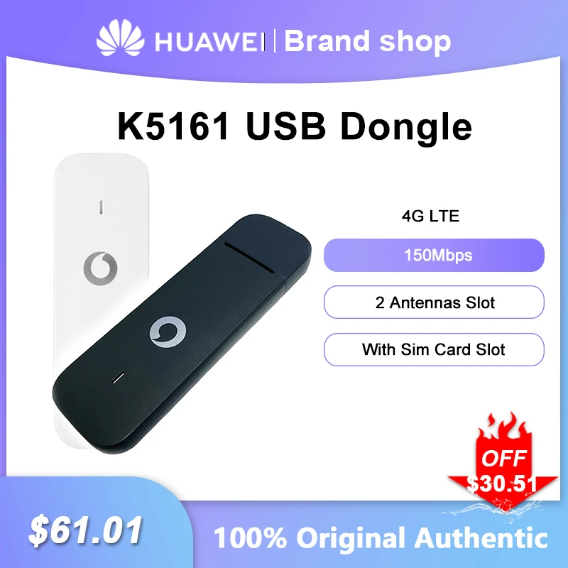 Отключени Huawei K5161 Мобилен WiFi USB Ключ, 150 Mbit/s LTE 4G Рутер на Безжична Широколентова Имат Точка за Достъп Със Слот За сим карта