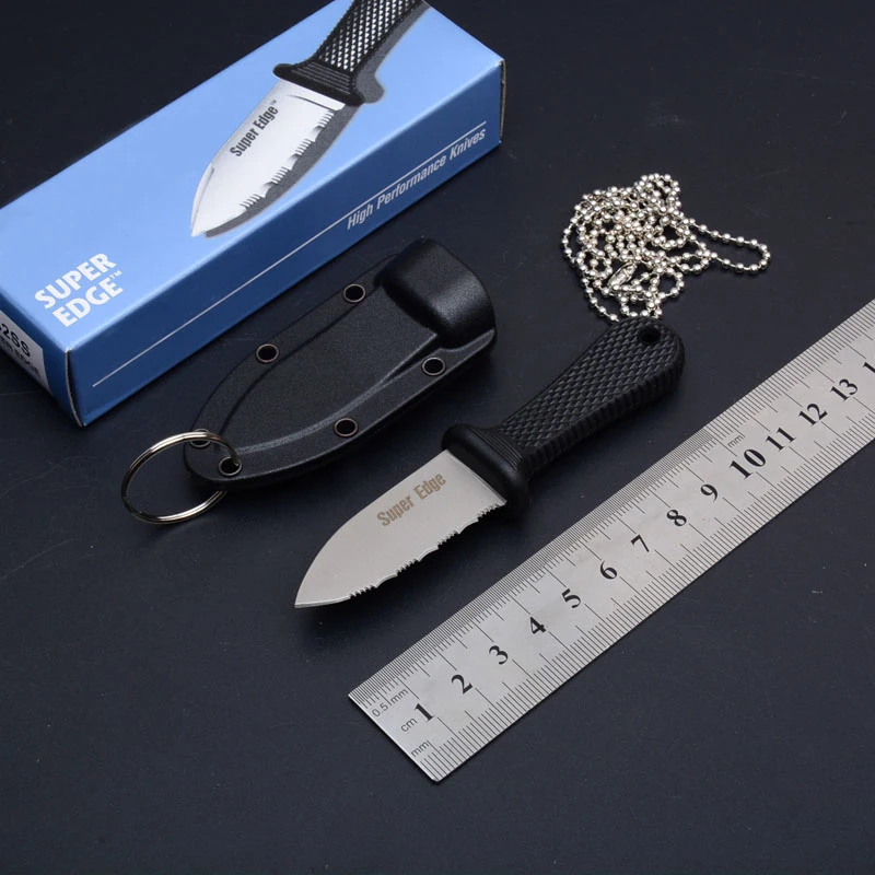 Преносим уличен нож малък размер, черни EDC инструменти, черни ловни ножове за къмпинг Super Edge