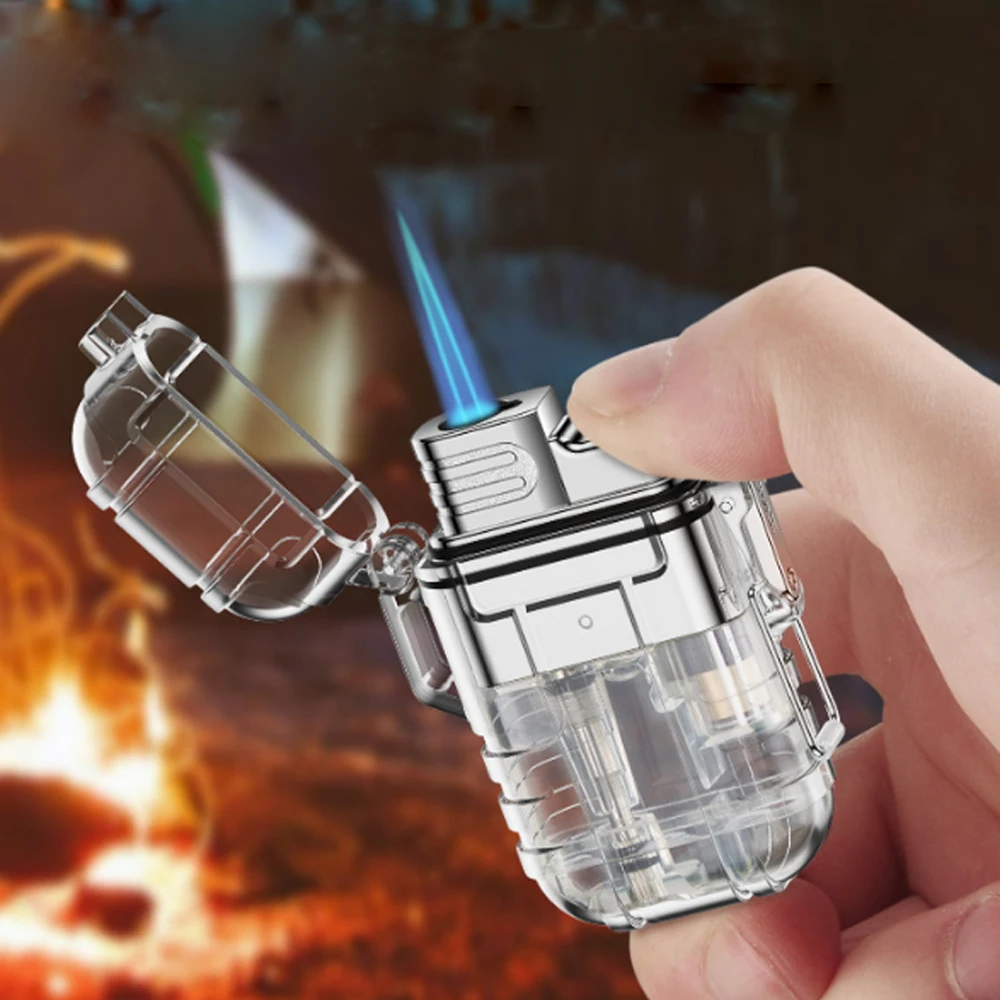 Самоличността На Прозрачен Водоустойчив Газова Запалка С Директен Пламък Съобщение За Запалка На Открито Запалки За Цигари Мъжете Приспособление За Пушач